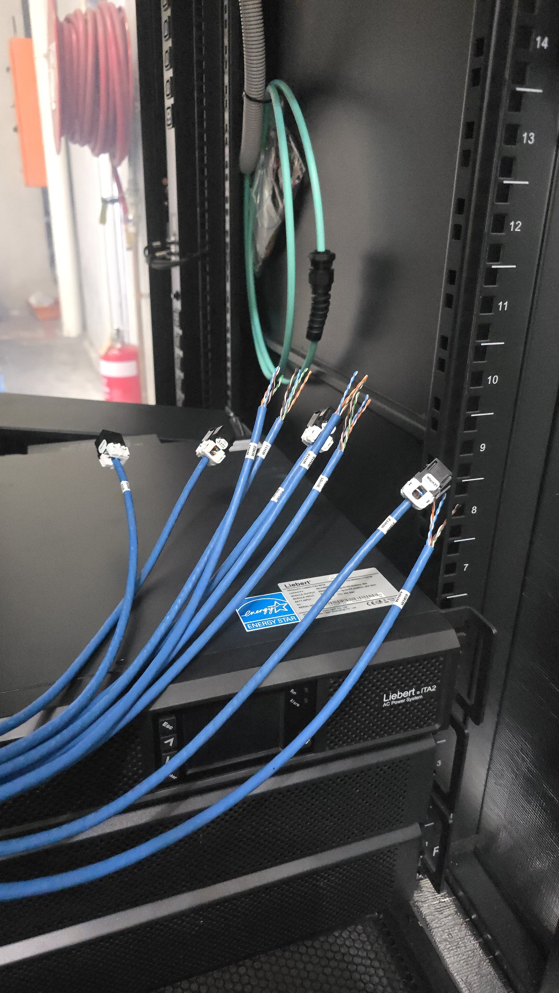 Cat6 cable terminations in progress